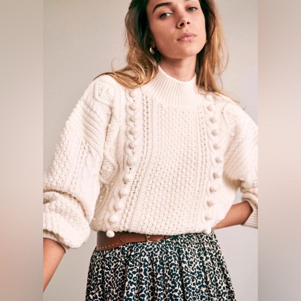 sezane amaury knit mock neck wool blend sweater